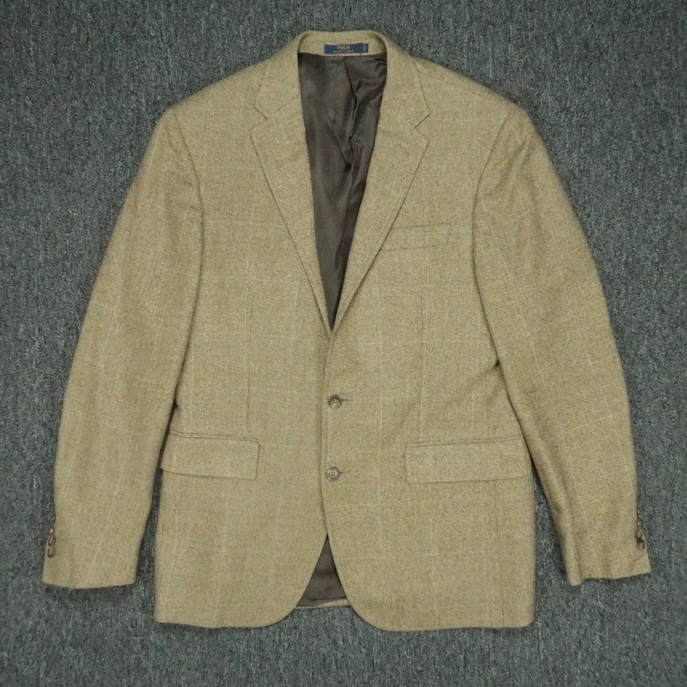 Polo Ralph Lauren Blazer Mens 40R Brown Wool Silk Custom Fit Sport Coat